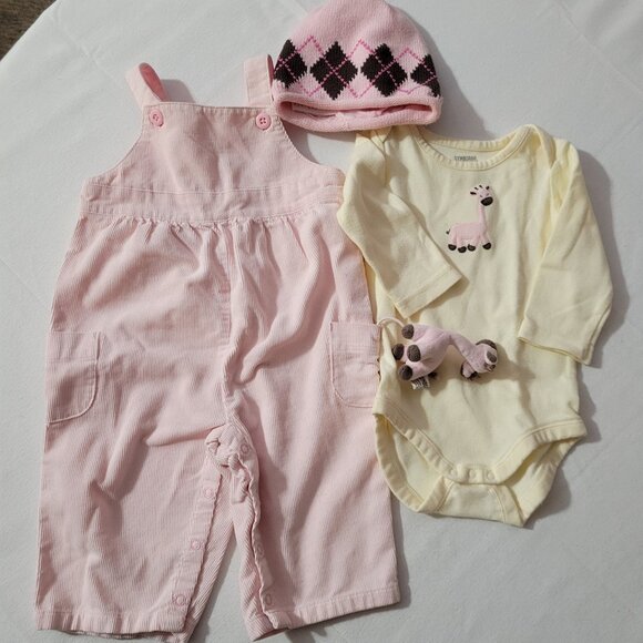 Gymboree Argyle Animals 3-6 month Used overalls Bodysuit & Hat. Mixed Bin Z26